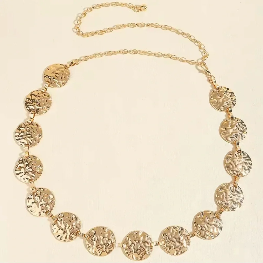 Metal Waist Gold Chain Belt Round Irregular Body Chain  Accessory Boho 43”